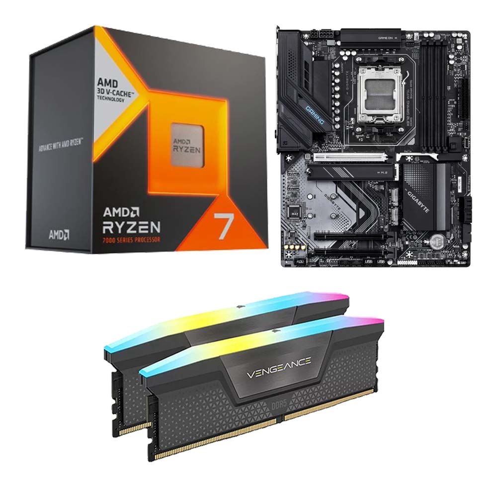 AMD Ryzen 7 7800X3D, Gigabyte X870 Gaming WiFi6 AM5, Corsair Vengeance RGB 32GB DDR5-6000 Kit, Computer Build Bundle