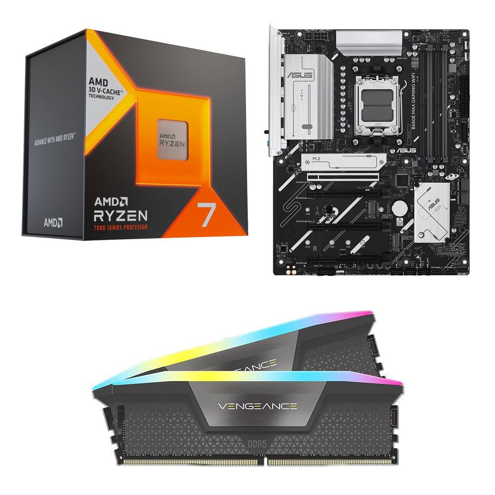 AMD Ryzen 7 7800X3D, ASUS B650E Max Gaming WiFi AM5, Corsair Vengeance RGB 32GB DDR5-6000 Kit, Computer Build Bundle 3.7 (3)