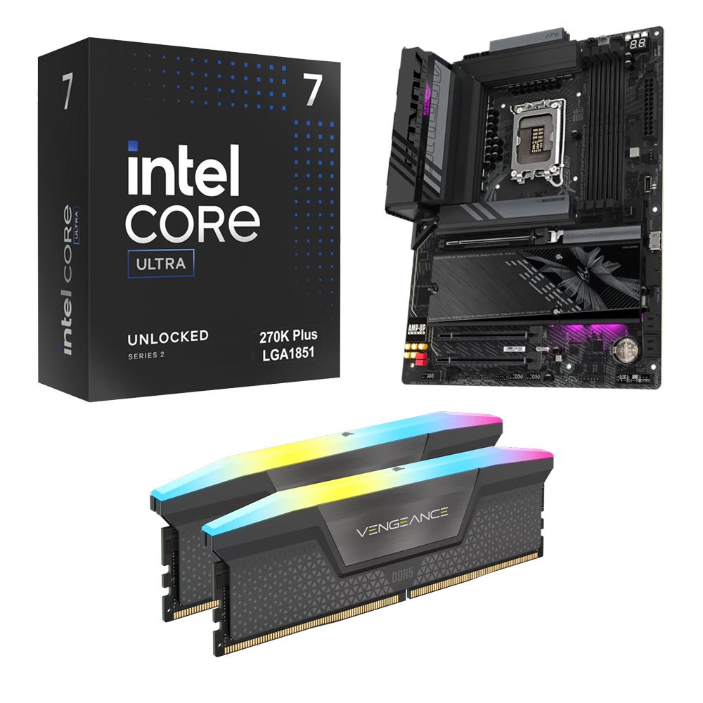 Intel Core Ultra 7 270K Plus, Gigabyte Z890 Aorus Elite WiFi7 1851, Corsair Vengeance RGB 32GB DDR5-6000 Kit, Computer Build Bundle