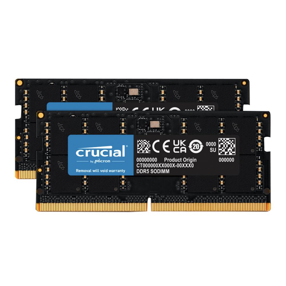Crucial 64GB (2 x 32GB) DDR5-5600 PC5-44800 CL46 Dual Channel Laptop Memory Kit CT2K32G56C46S5 - Black