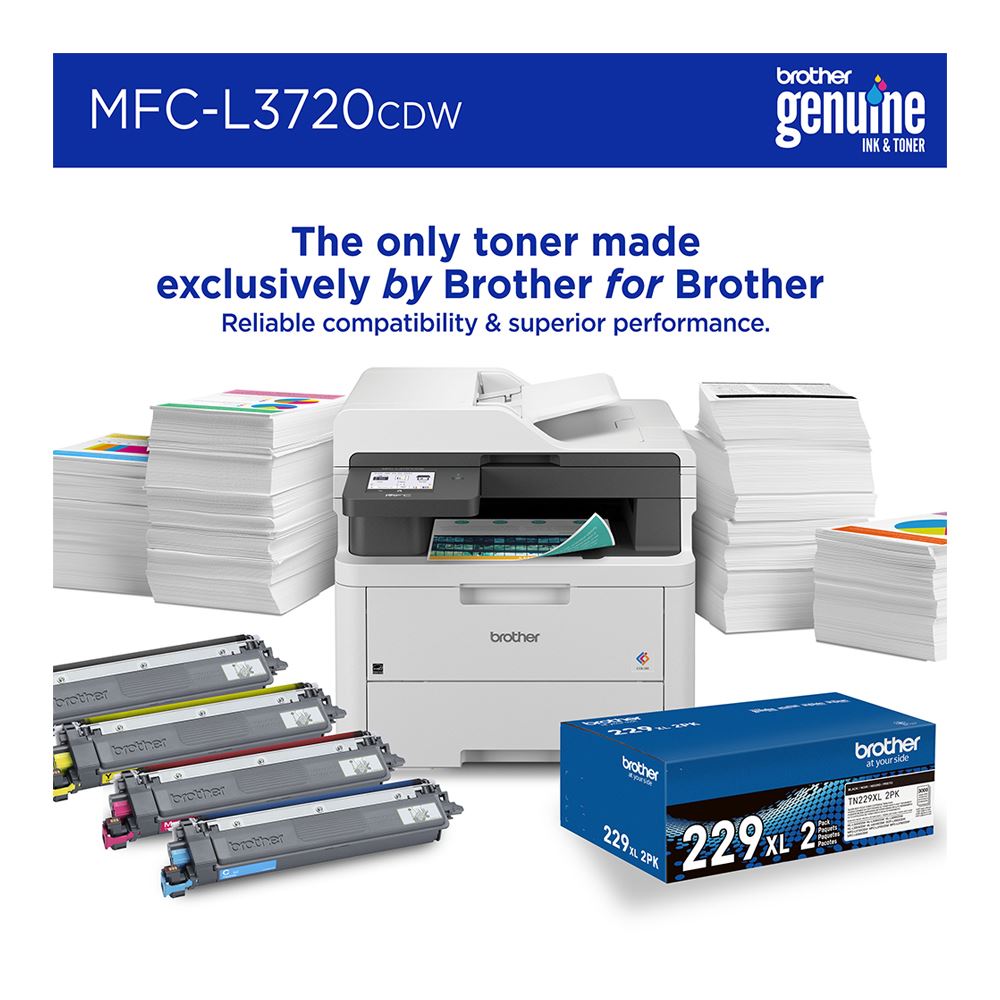 Brother Wireless MFC-L3720CDW Digital Color All-in-One Printer with Copy, Scan and Fax, Duplex and Mobile Printing