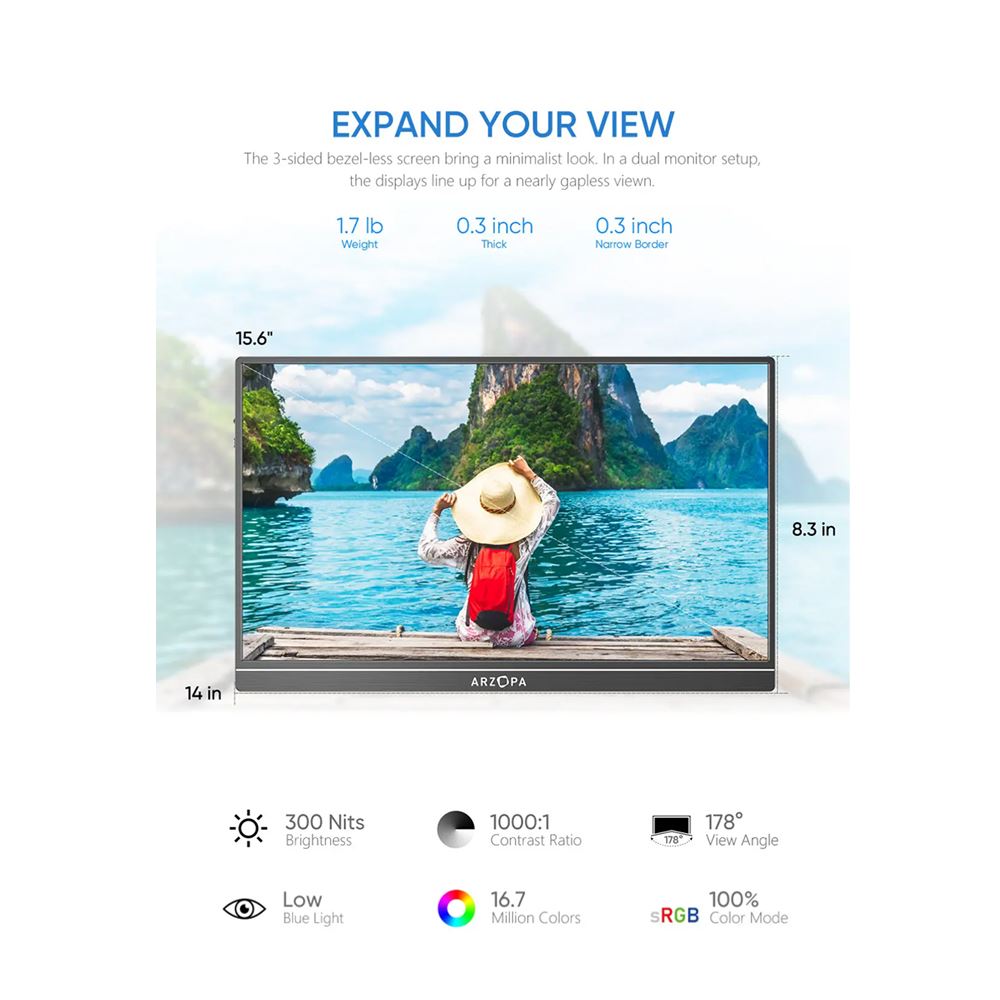 Arzopa S1 Table 15.6" FHD (1920 x 1080) 60Hz LED Monitor