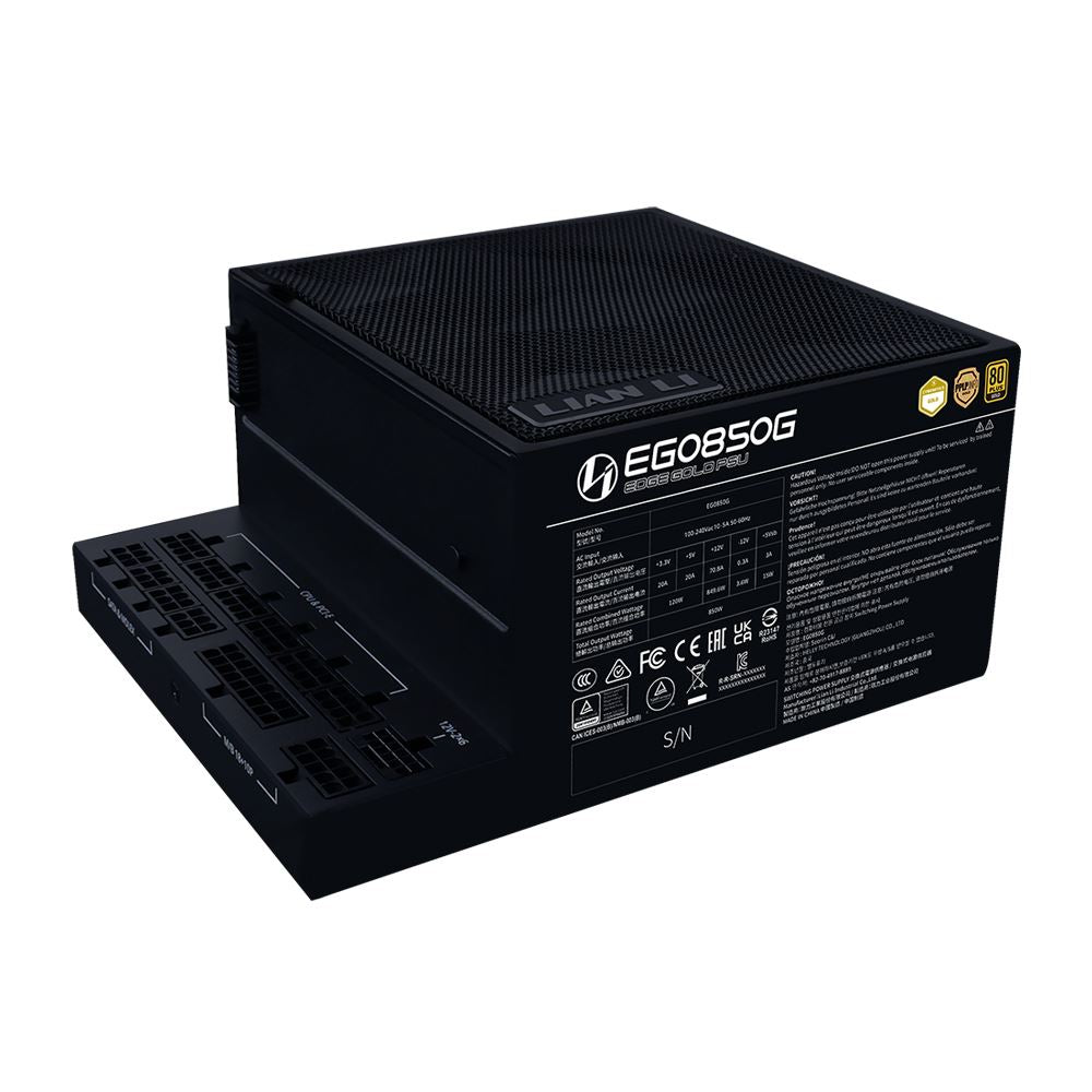 Lian Li EDGE GOLD 850 Watt 80 Plus Gold ATX Fully Modular Power Supply (Black) - ATX 3.1 Compatible