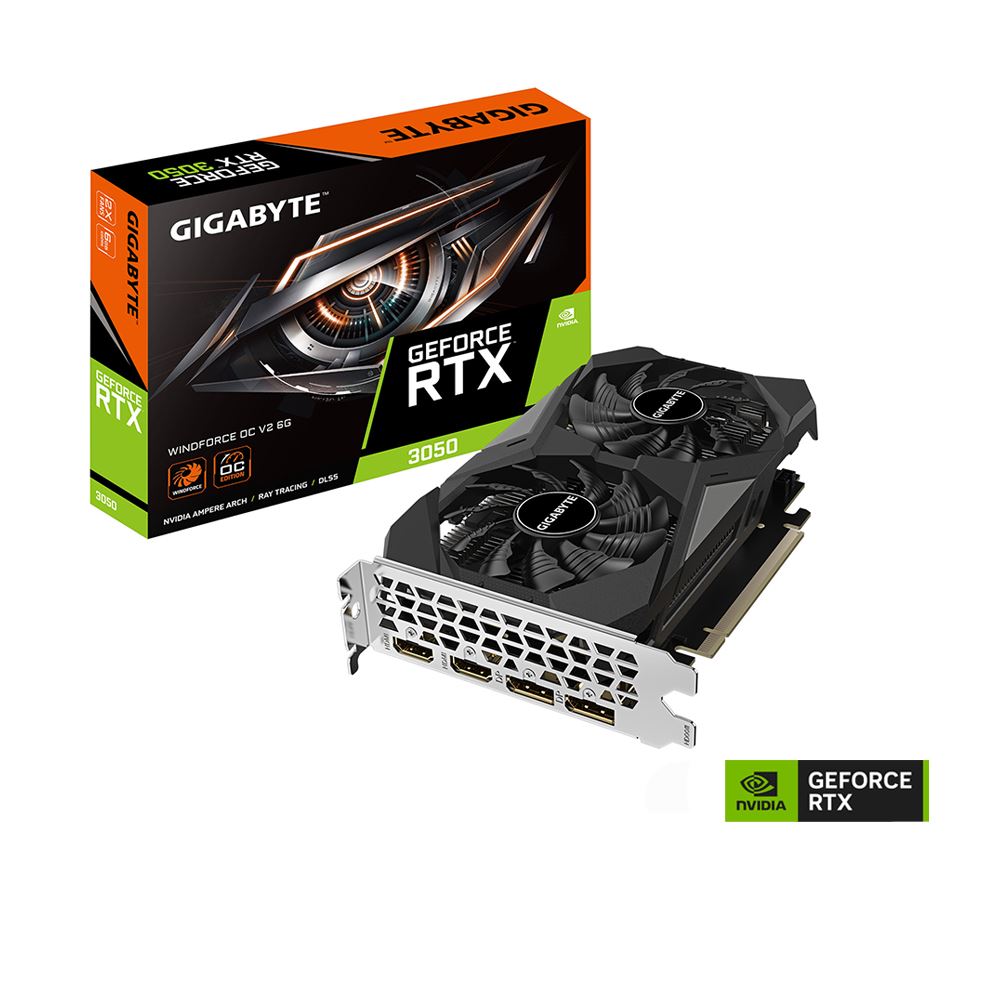Gigabyte NVIDIA GeForce RTX 3050 WINDFORCE V2 Overclocked Dual Fan 6GB GDDR6 PCIe 4.0 Graphics Card