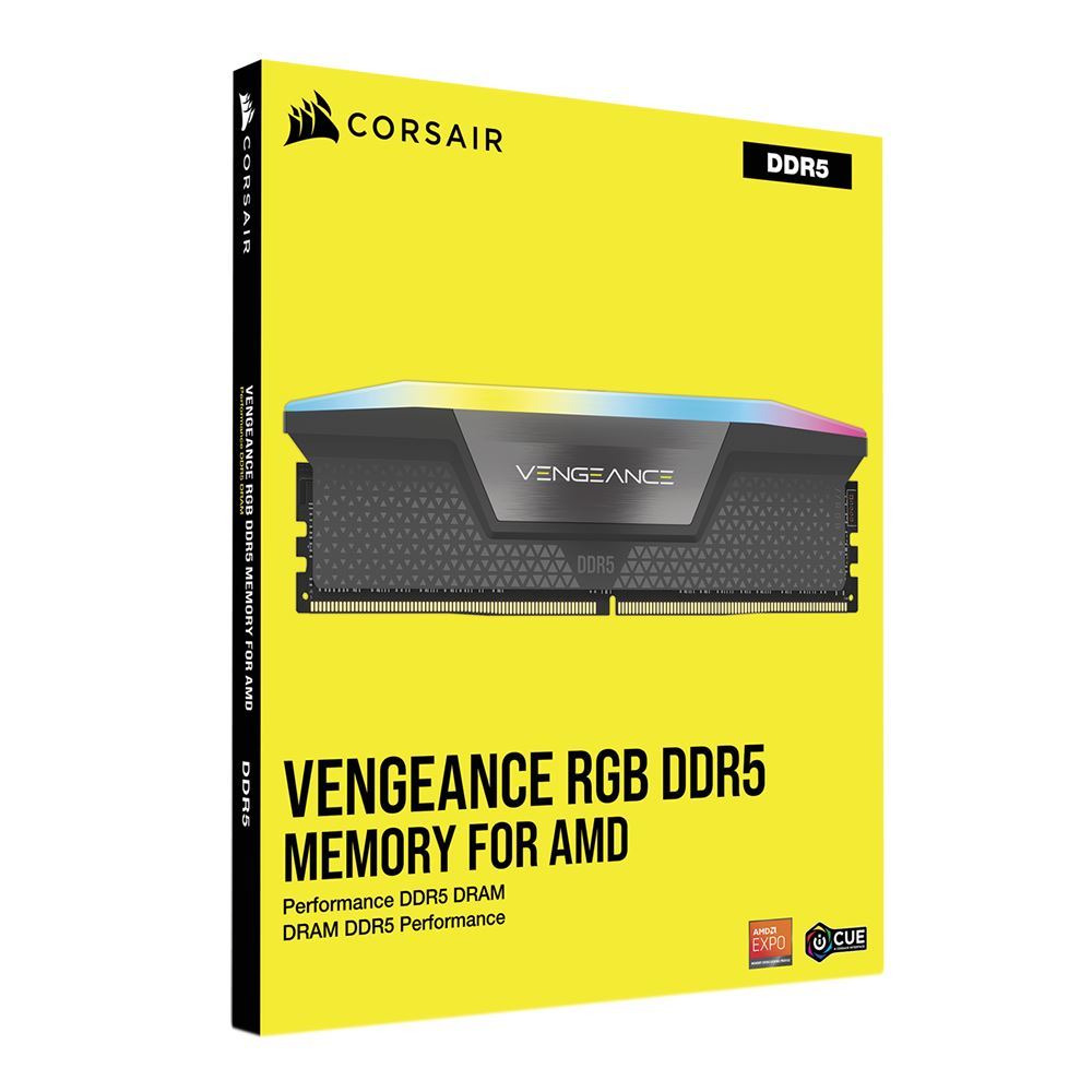 Corsair VENGEANCE RGB 32GB (2 x 16GB) DDR5-6000 PC5-48000 CL38 Dual Channel Desktop Memory Kit CMH32GX5M2B6000Z38 - Gray