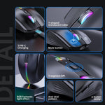 Rechargeable Bluetooth Mouse for MacBook, 6 Buttons, Comfortable to Hold, Quad-