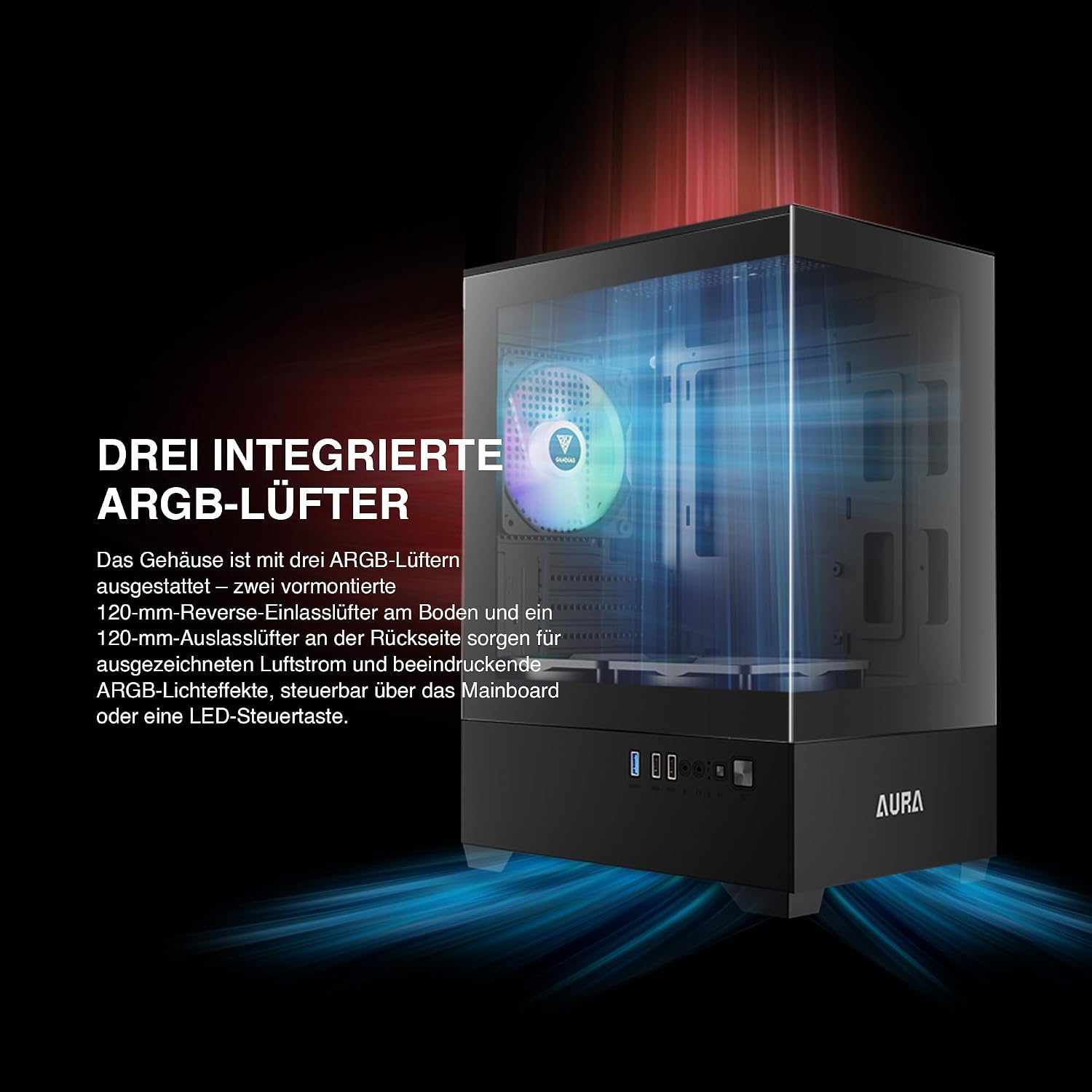 AMDIAS Micro-ATX Tower Computer Case with Tempered Glass, Gaming M-ATX PC Case