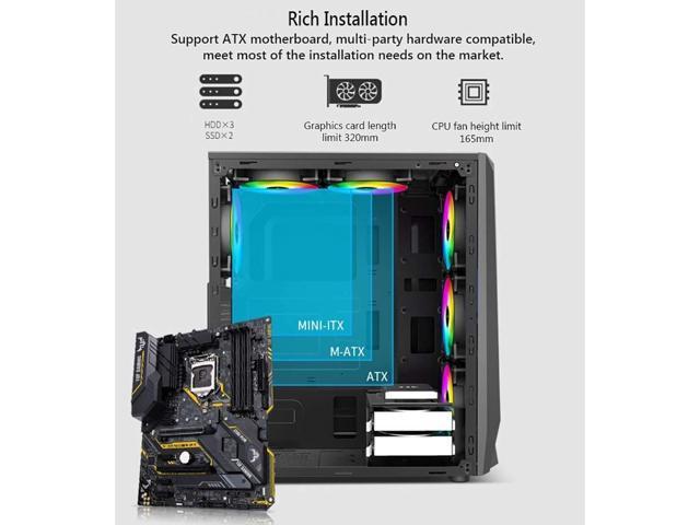 EVESKY Gaming Case, Mid-Tower ATX/M-ATX/ITX PC