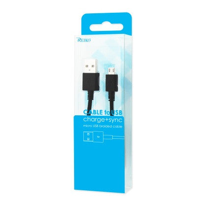 39.9'' Braided Cable For Micro USB 2.0 Devices Black
