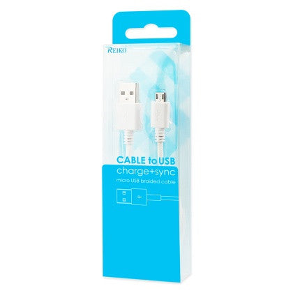 39.9'' Braided Cable For Micro USB 2.0 Devices White